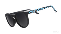 Three-quarter angle view of black Circle G sunglasses featuring classic Magic 8 Ball responses on the arms.