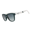 Michigan State goodr sunglasses with a dark green frame, white arms, and dark green gradient lenses.