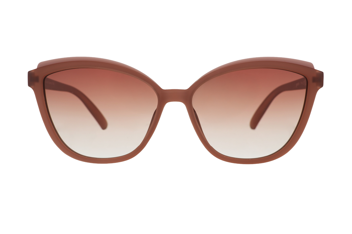 Brown sunglasses with gradient lenses on a white background